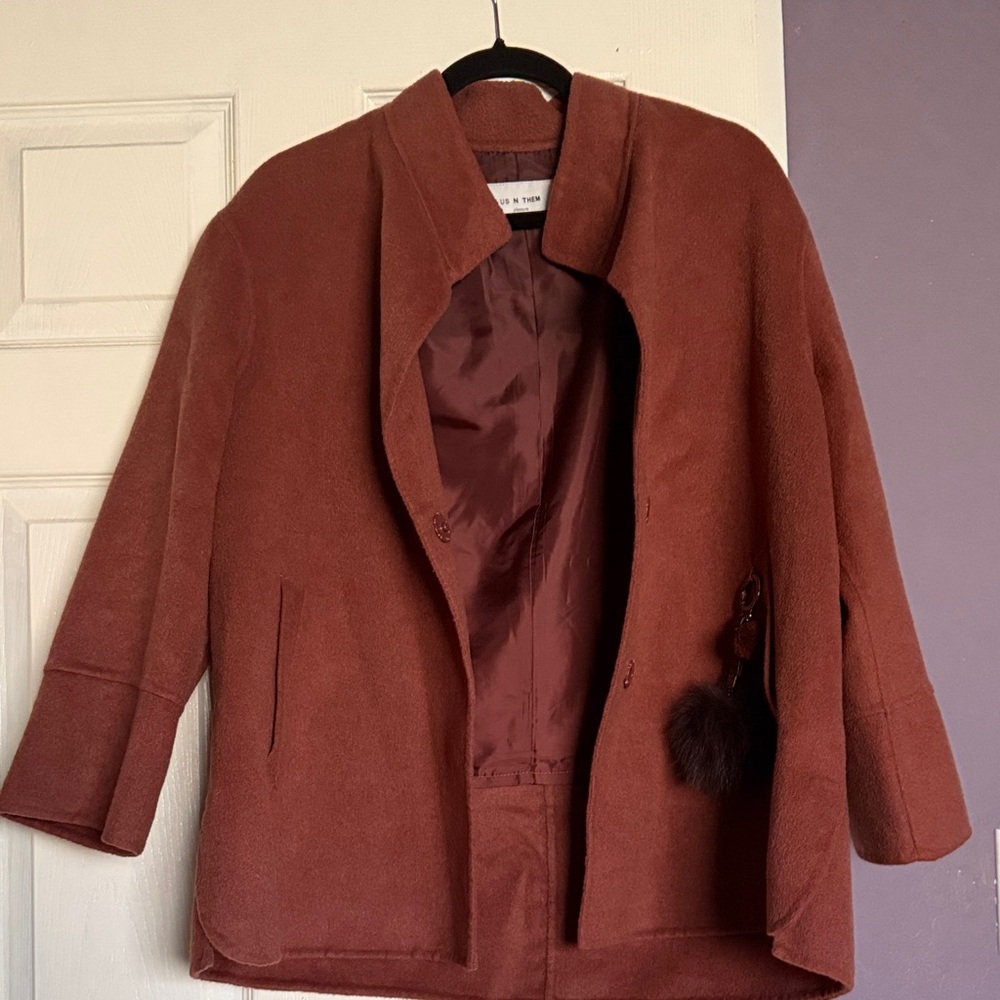 Elegant Rust Brown Women's Coat-made in Korea
